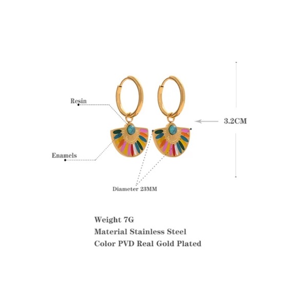 ⭐️Gold plated rainbow drop hoop earrings - Picture 3 of 4